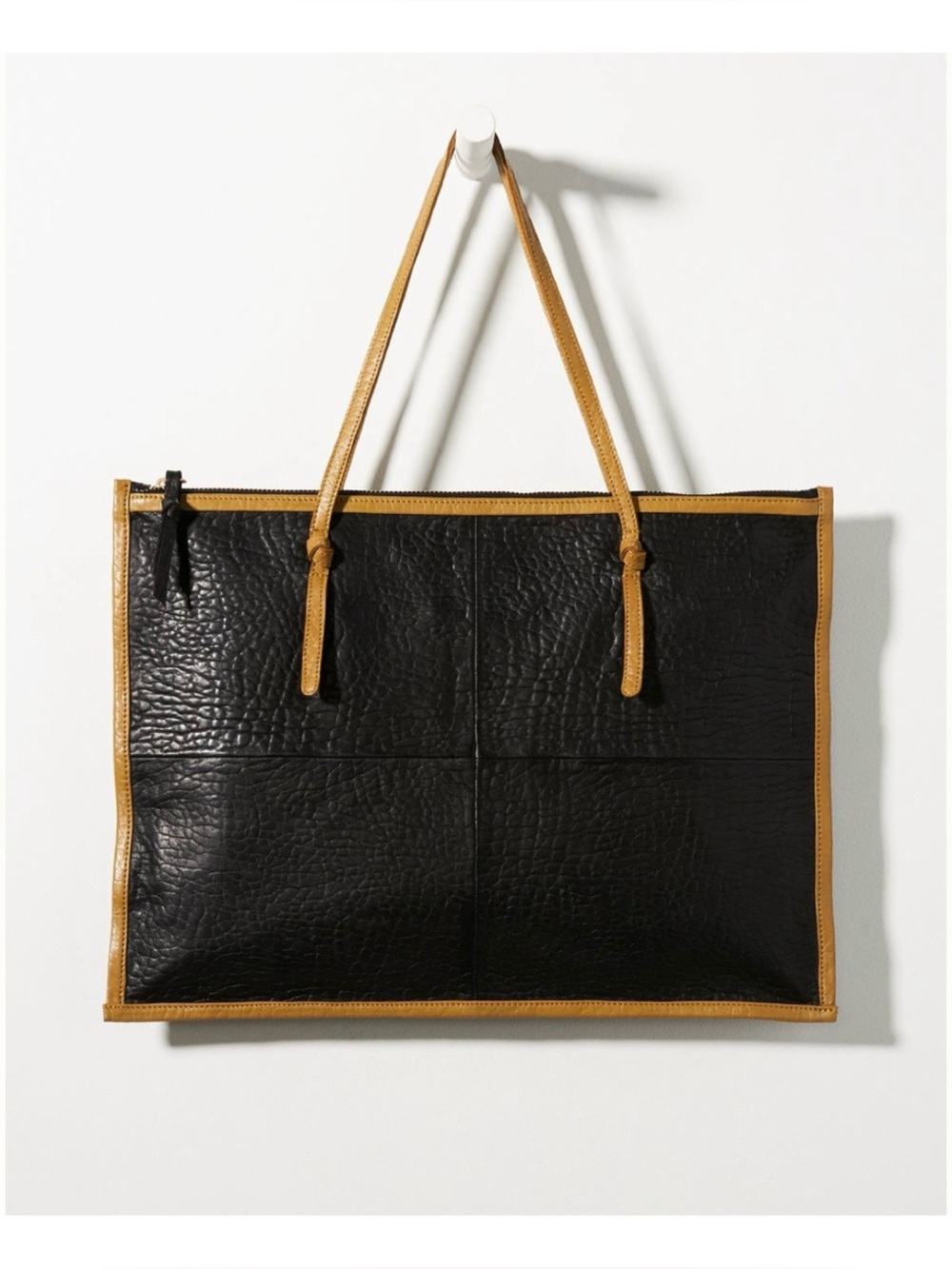 NWT Anthropologie Contrast-Trimmed Leather Tote Bag